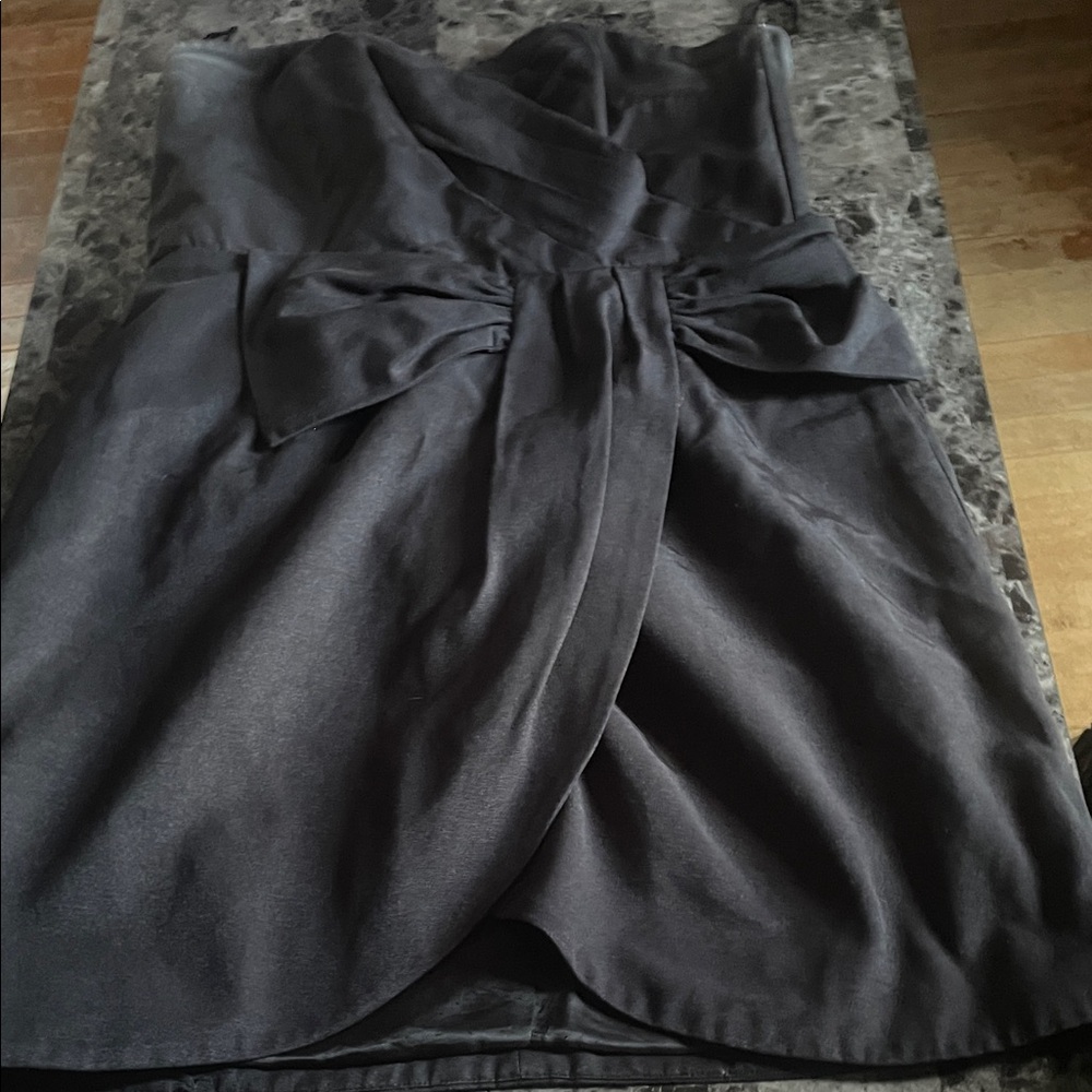 H&M Black Strapless Dress with Bow Detail